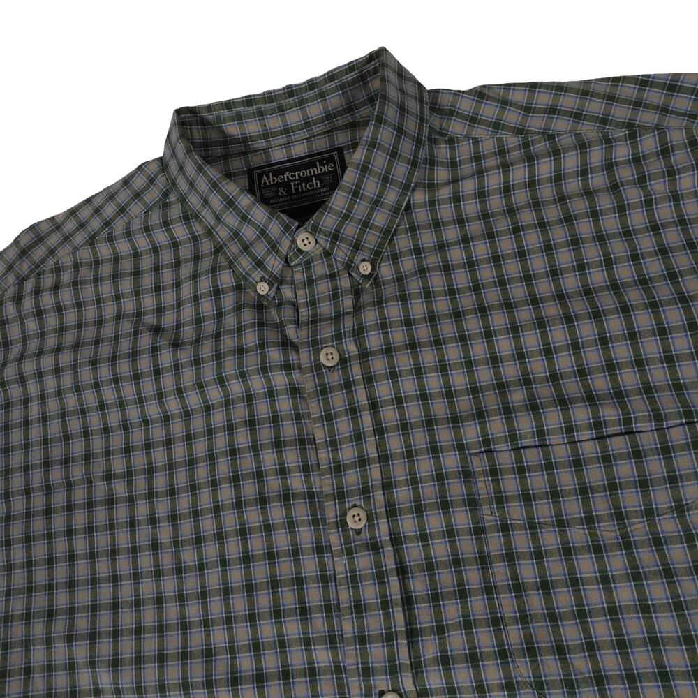 Abercrombie Fitch Vintage 90s Work Grunge Plaid Button Up Shirt Men's Big XL